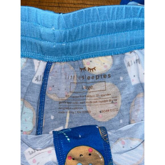 Little Sleepies 2 Piece Blue Cookies & Milk Lunaluxe Bamboo Pajamas Size Large - Picture 7 of 9
